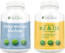 純粋にHolisticのマグネシウムのMalate 400mg +ビタミンD3 125mcg K2 MK7 90mcg - 270のタブレット及び150のカプセル-米国で作られるベジタリアンの束-