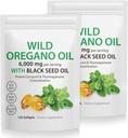 Oregano Oil Capsules, 240 Softgels, 2 in 1 6,000mg Wild Oregano Oil with Black Seed Oil 200mg Supplement- 4X Strength Carvacrol & Thymoquinone, Gluten Free & Non-GMO