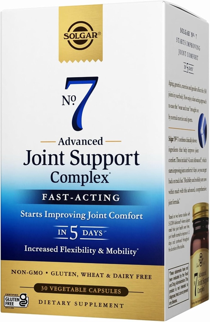 Solgar No. 7 Advanced Joint Support Complex - Increased Flexibility & Mobility - Non-GMO, Gluten, Wheat & Dairy Free - 30 Servings