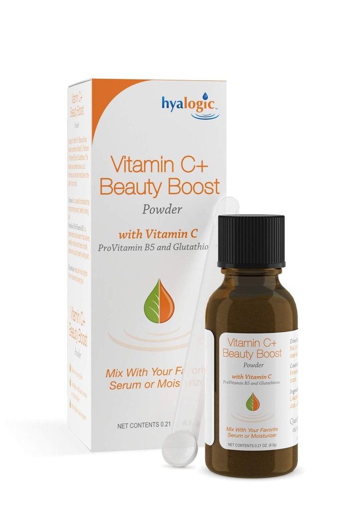 Hyalogic ビタミン C+ の美のブーストの粉– ProVitamin B5 が付いている私達の粉にされたビタミン C を加えることによって信じられないほど皮の保湿剤を作成して下さい及びあなたの好ましい美の血清にグルタチオン 0.21 Oz (6 グラム)