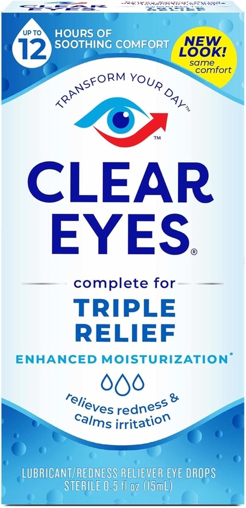 Clear Eyes Triple Action Relief Eye Drops 0.50 Ounce