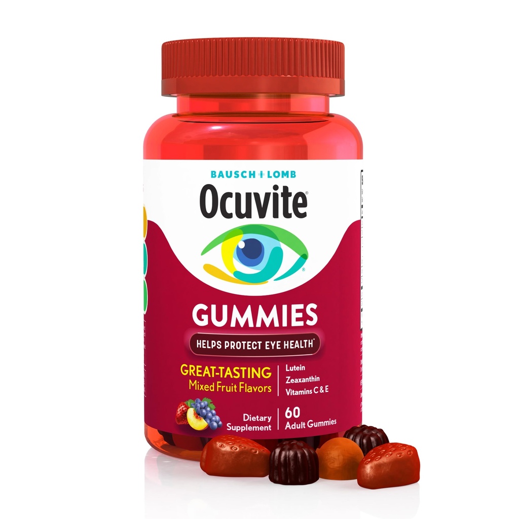Ocuviteの目のビタミン及び鉱物の補足、目の、亜鉛、ビタミンC及びE、Lutein及びZeaxanthinのためのGummy Multivitaminは大人のための視野サポート、60のガミーを補います