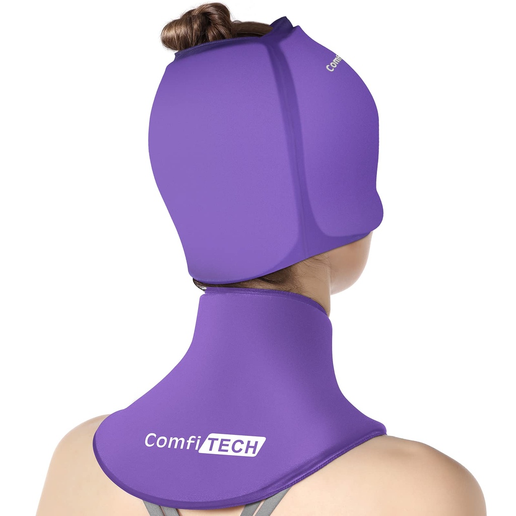 ComfiTECHの冷たい帽子および首のアイスパックの覆いのゲルのコンボ、頭部および頚部、紫色のための心配のパッケージ