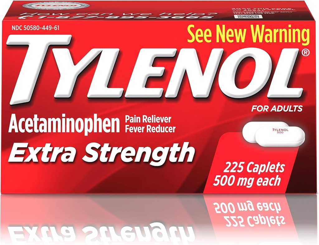 Tylenolの500のmgのアセトアミノフェン、痛みのReliever及びファーバーの減力剤、頭痛、腰痛及び月経の痛みの軽減、225のctの余分強さの小冊子