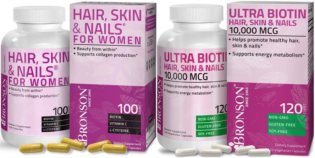 Bronsonの毛、女性+超BiotinのためのBiotinの余分強さのビタミンの補足が付いている皮及び釘10,000のMcg
