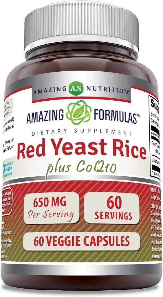アメイジングフォーミュラレッドイーストライス 600 Mg Plus Coq10 50 Mg | Veggie Capsule Supplement | Non-GMO | Gluten Free | アメリカ製 (60 カウント)