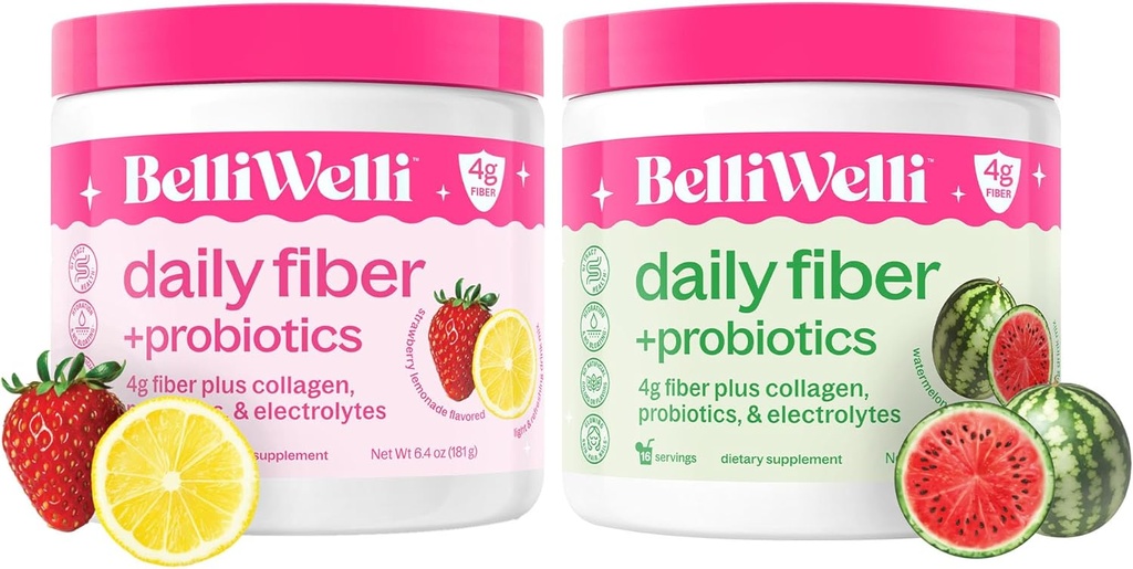 Belli Welliの毎日の繊維の補足の束-いちごLemonade及びwatermelon -バランスの取れたウェルネスのためのコラーゲン、Probiotics及びElectrolytes - 改善の味、32のサービングの合計