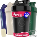 4 パック、20 oz シェーカー ボトル入り たんぱく質 ミックス | 耐震性ブレンダー シェーカー ボトル パック | BPAフリー&Dishwasher セーフ | シェーカー ボトル | シェーカー ボトル パック