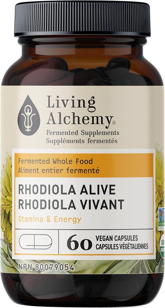 Rhodiola rosea サプリメントと Astragalus & ターメリック - 認知, アスレチックパフォーマンス, & 男性と女性のためのアドレンラルエネルギーサポート - ビーガン, 非GMO - リビング錬金術, 60 PC