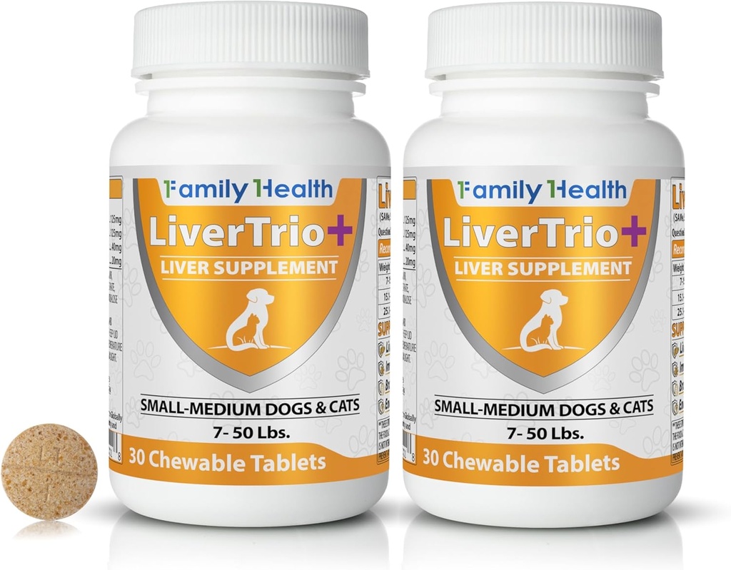 Comprehensive Liver Supplement (2 Pack - 60ct), Combining Same, SPC, Silybin A+B, Gluathione, Chew Tabs for Dogs 30Ct (2X Small - Medium)