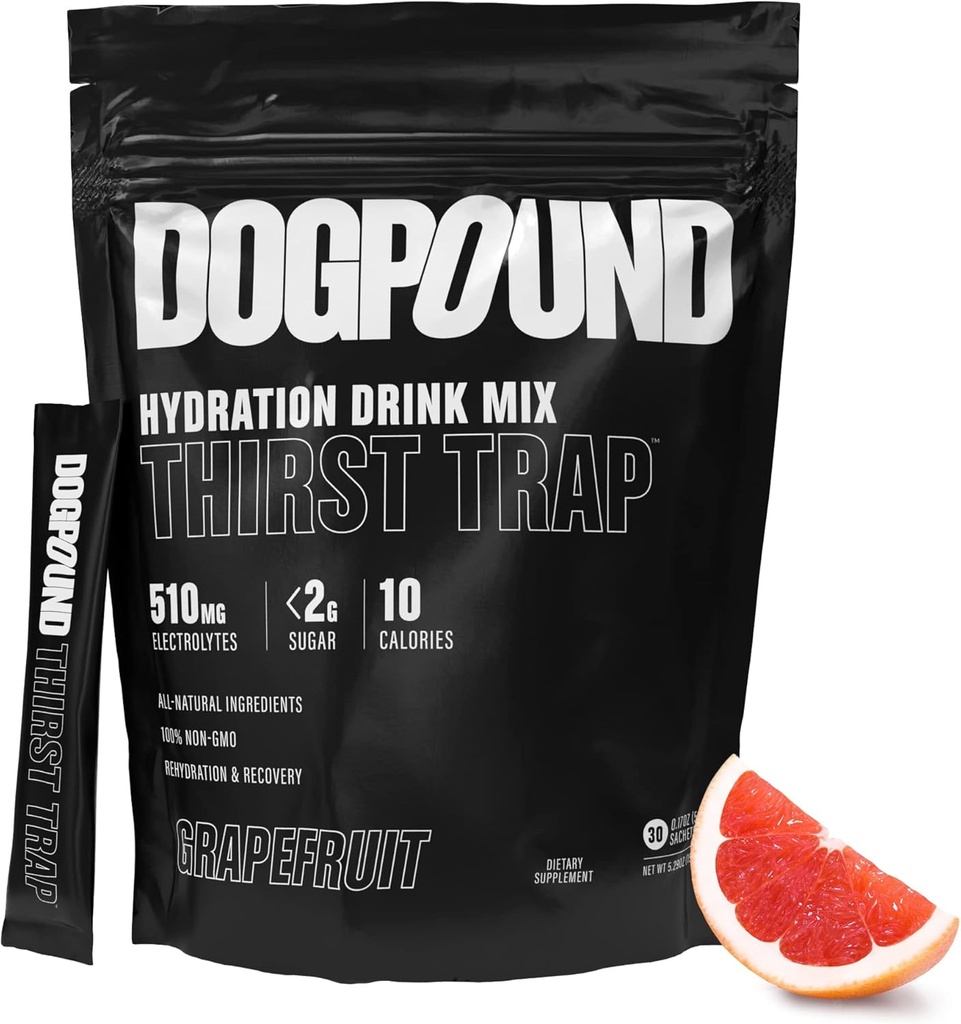DOGPOUND Thirst Trap | Hydration Supplement | ワークアウトとナイトライフの回復のための電解ドリンクミックス | グレープフルーツ | 10 Calories | 30 簡単オープンスティック