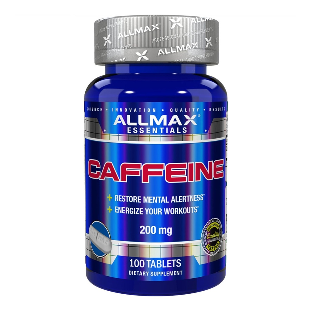 ALLMAX栄養カフェインピル、持続エネルギー&プレワークアウトメンタルフォーカス、高速吸収&ビーガン、200mg、100錠
