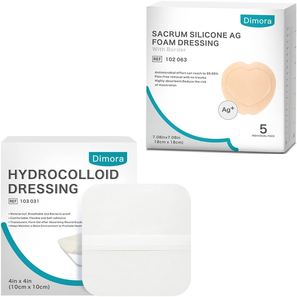 Hydrocolloid傷のドレッシング、10のパックの超薄い4" x 4" + Agの銀製のSacrumの泡の傷のドレッシングの包帯のシリコーンの付着力のボーダー7" x7」