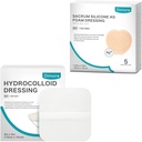 Hydrocolloid傷のドレッシング、10のパックの超薄い4" x 4" + Agの銀製のSacrumの泡の傷のドレッシングの包帯のシリコーンの付着力のボーダー7" x7」