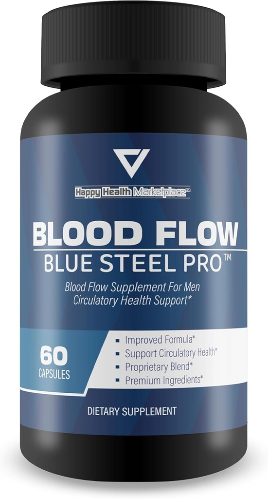 Blood Flow Blue Steel Pro - Our Best Blood Flow Capsules - Healthy Blood Flow Supplement Powder Capsules - Whole Body Blood Flow Support - Blood Circulation Supplements for Men Circulation Support