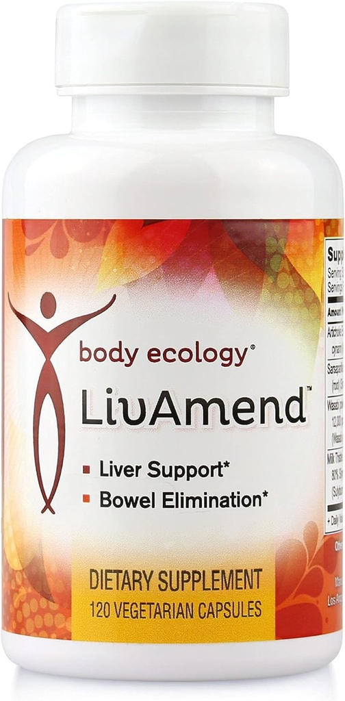 Body Ecology LivAmend | Liver Supplement | Milk Thistle and Artichoke | Aids in Healthy Liver and Improves Bowel Elimination | 120 Vegetarian Count