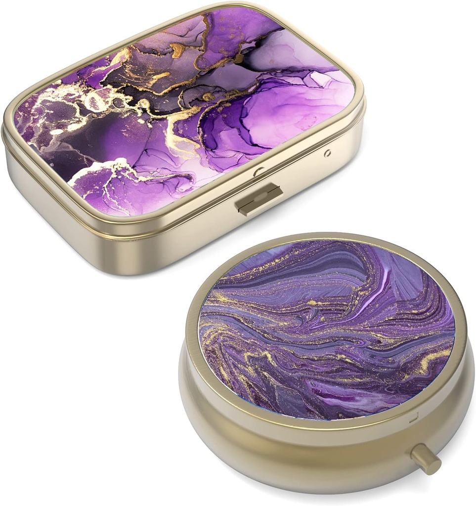 ミラーが付いている丸薬の箱の丸薬のレトロの小さい丸薬箱かポケット青銅の丸薬箱かビタミン、魚油、補足、丸薬は旅行ギフト(2PCS)を含んでいます