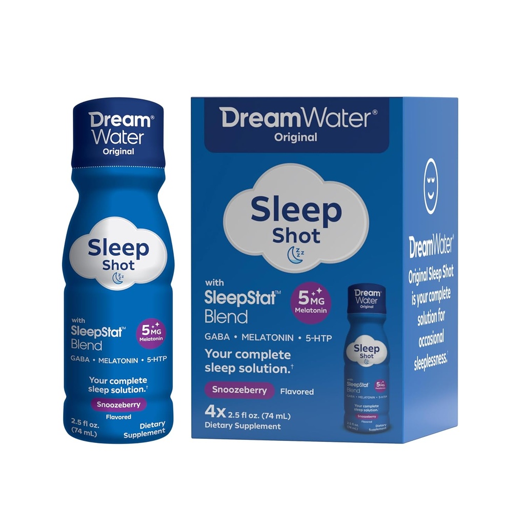 夢の水睡眠の援助の補足の飲み物;Melatonin 5mg、GABA、5 - HTP;ゼロ砂糖、自然な味、加えられた色無し、2.5のozの液体の睡眠の打撃、Snoozeberryの4計算