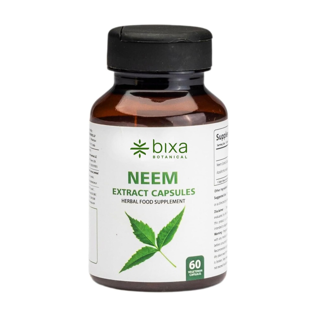 bixa BOTANICAL NEEM の葉のエキスのアーユルヴェーダの自然な草の補足(60 の計算)
