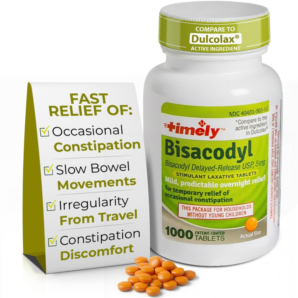 タイムリーなラキシative Bisacodyl 5mgのタブレット - 便秘のための興奮剤の乳剤 速い作用及び穏やかな-大人の-1000のタブレットのための一晩の便秘の救助