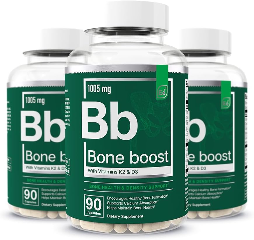Essential Elements Bone Boost Health Supplement - Bone Support and Calcium Supplement with Vitamin D 3, K2, Cissus Quadrangularis for Bone Strength - 270 Capsules (90 Day Supply) (3-Pack)