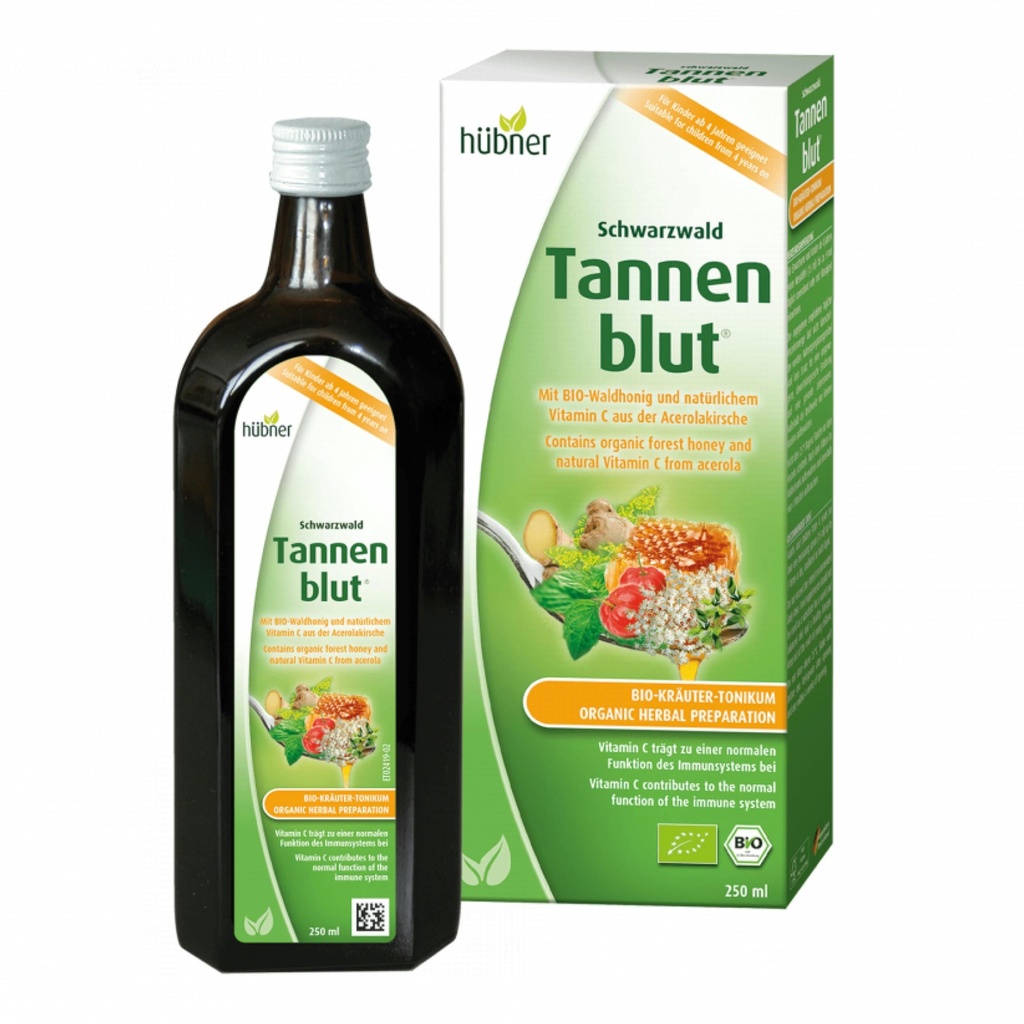 Hubner Tannenblutオーガニックハーブ製剤、ハニークアフシロップ、コールドアンドソーア喉のサポート、癒しの救済、大人と子供のためのビタミンCサプリメント4以上、コシャとアルコールフリー、250ml
