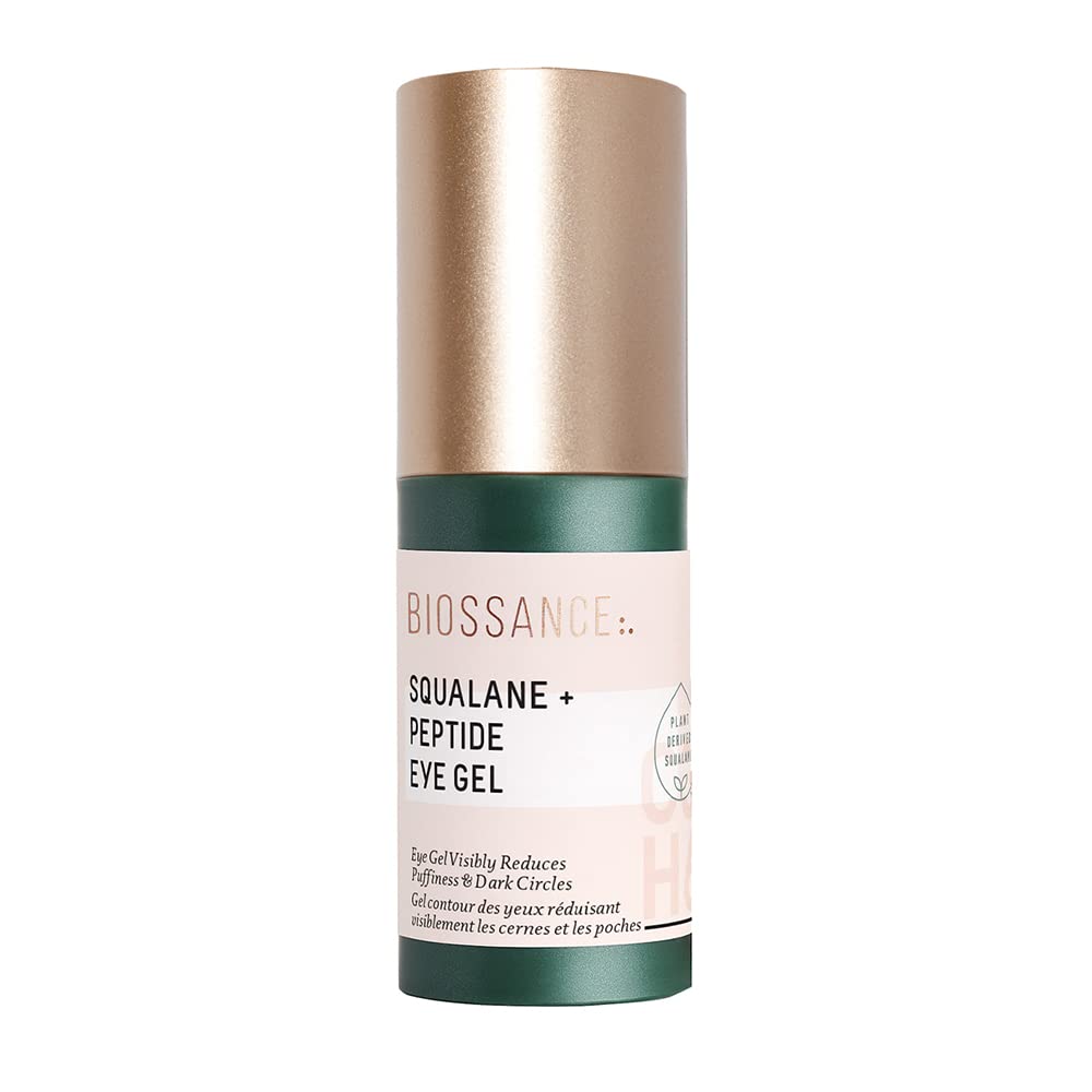 Biossance Squalane + のペプチッド目ゲル-目のクリームの下で超水和 - ふくらみを減らして下さい及び暗い円- 目のしわ修理保湿剤-反老化及び水和すること、日及び夜クリーム- 0.5oz