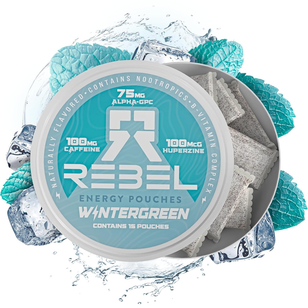 向知性エネルギーカフェインポーチ•100mgカフェイン•アルファGPC•ハペルジンA&エッセンシャルビタミン•砂糖フリー•ココナッツ繊維技術•ウィンターグリーン味•缶あたり15袋(パッケージ1)