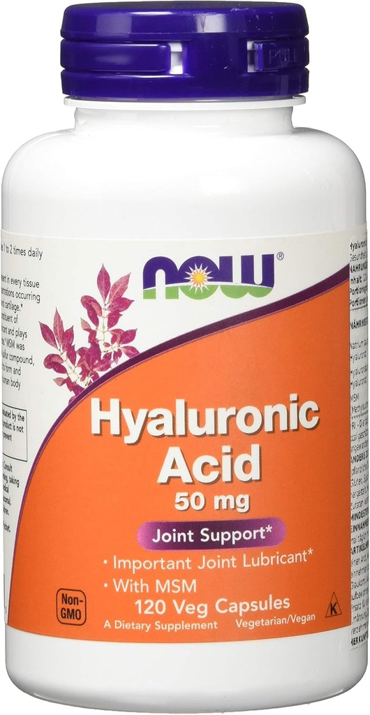 NOW食品 - MSM 50 mg とヒアルロン酸 - 120 ベジタリアンカプセル