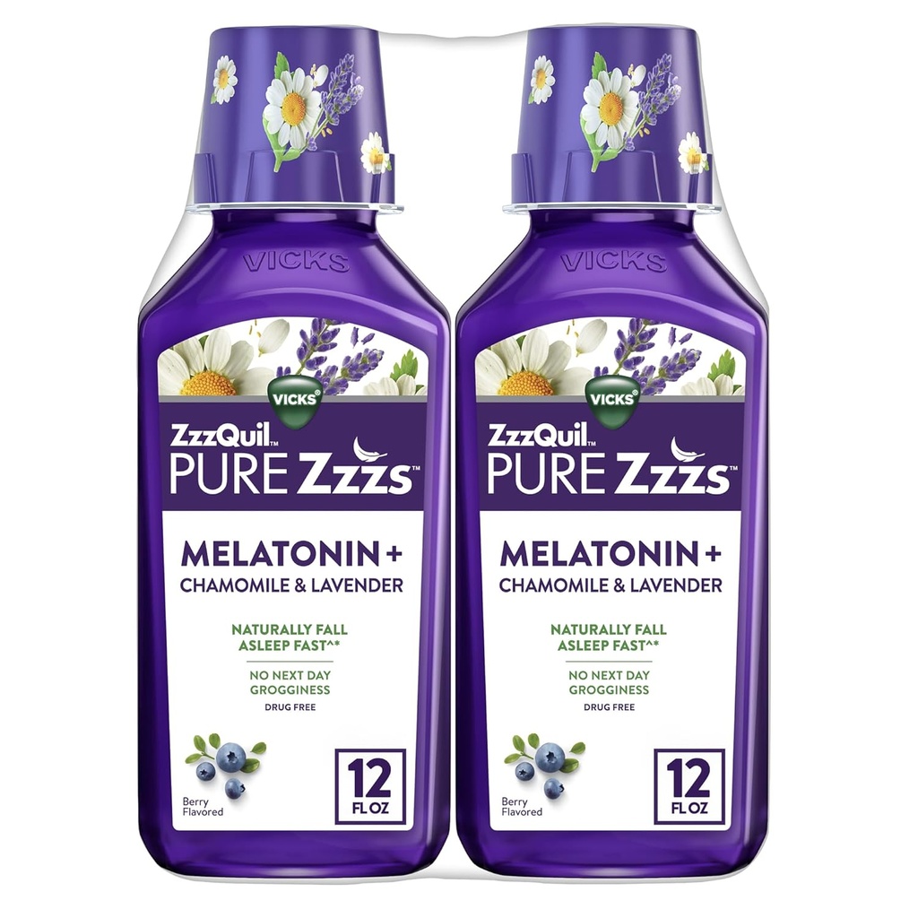 ZzzQuilの純粋なZzzsのMelatoninの液体、睡眠の援助、Chamomile及びLavenderが付いている液体のMelatoninの2mgは、速い、大人のためのMelatoninの睡眠の援助、果実味付けされた、2のパック、24のFLのOZに落ちます