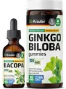 BIO KRAUTER Bacopa Tincture 2 Fl. Oz. & Ginkgo Biloba 90 グミ