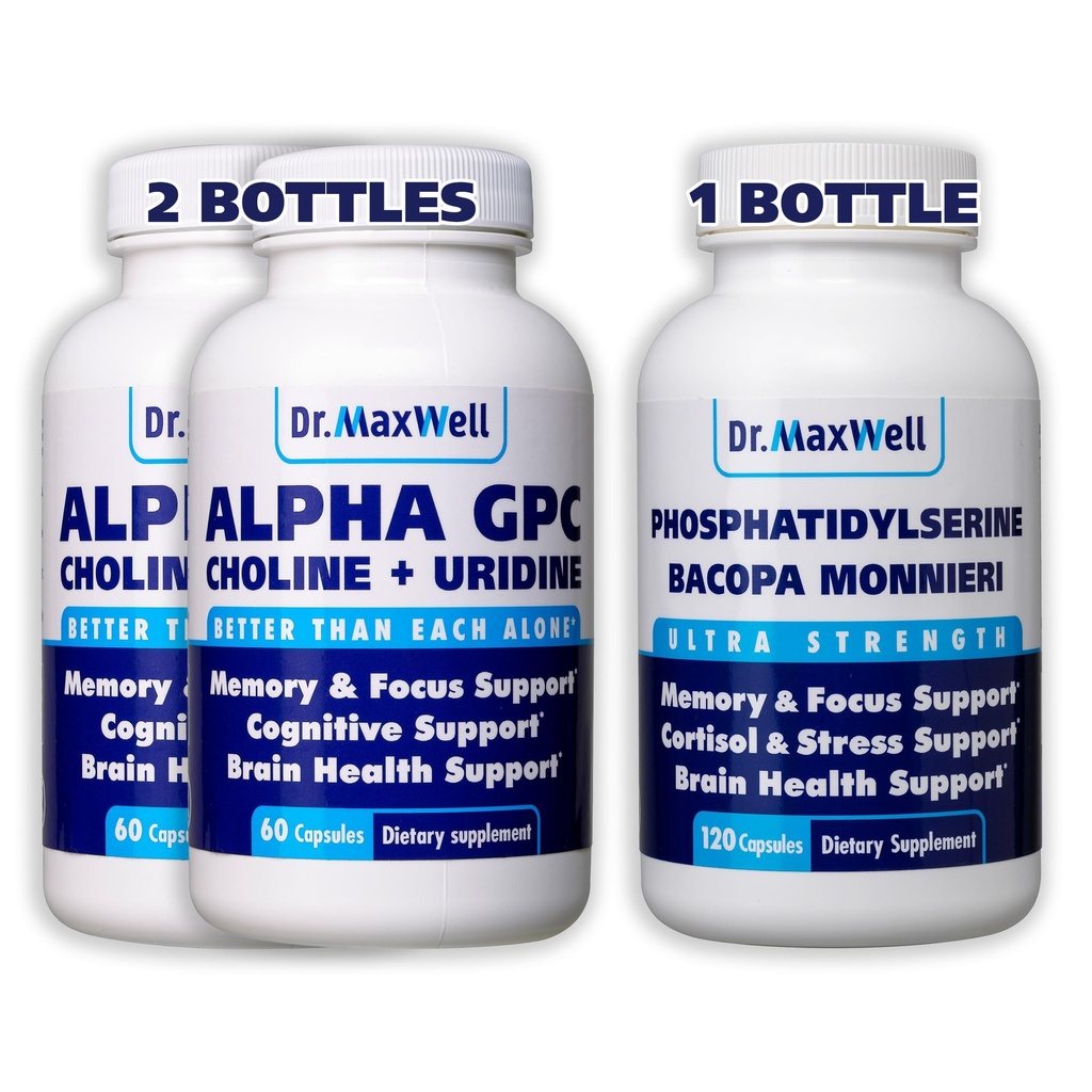 アルファGPC及び尿2X 60のカプセル+ Phosphatidylserine及びBacopa 1x 120のカプセル、2か月の供給
