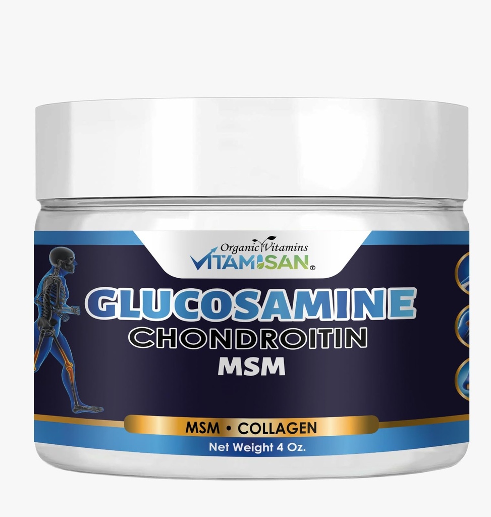 VITAMISANプレミアムオーガニックグルコサミン&コンドロイチンクリーム MSM、アルニカ、コラーゲン