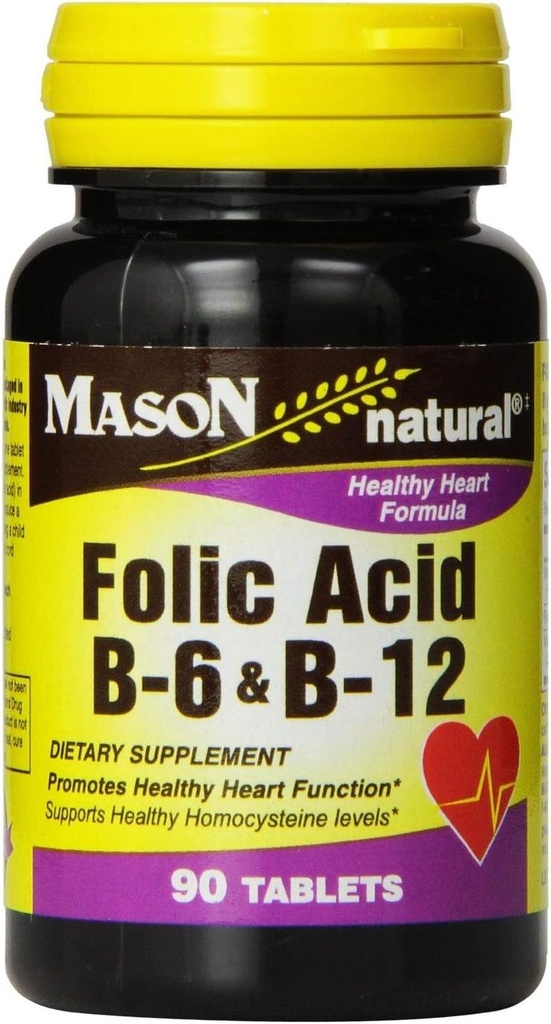 マソンの自然な葉酸、B-6及びB-12は90のeaを錠剤にします(2のパック)
