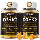 ビタミンD3 5000iu及びK2 (MK7として) 200mcg Gummies + 600mg Calcium、高吸収のためのココナッツ油、最高の強さのビタミンD3 K2の補足-骨の筋肉歯の免疫、ビーガン2Packsのためのサポート