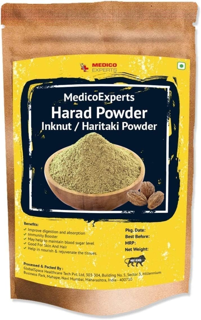 SENTA Haritaki Powder Organic - 100 GMS | 100% Pure Harde Powder | Kadukkai Powder | Harad Powder | Inknut Powder for Dark Circles, Face, Skin & Healthy Digestion