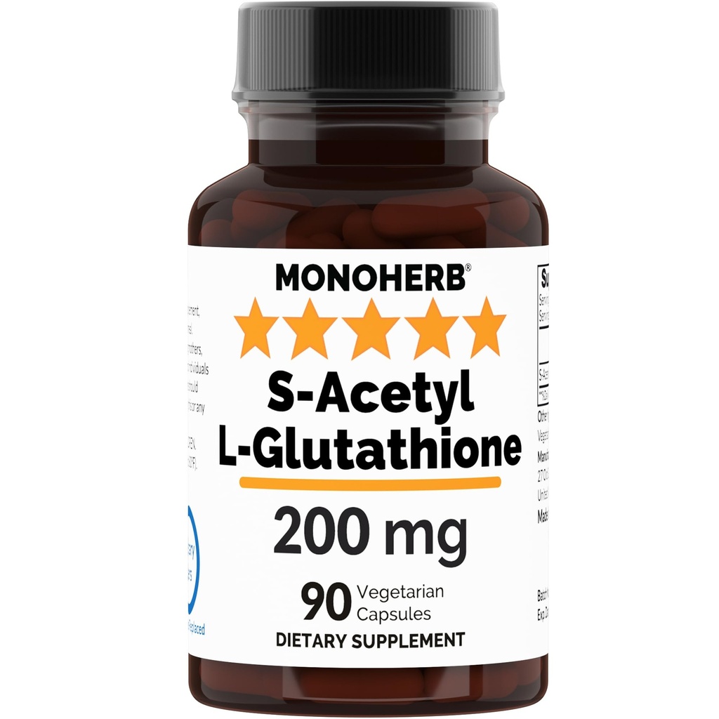MONOHERB S-アセチルL-グルタチオン200mg - 90のベジタリアンのカプセル