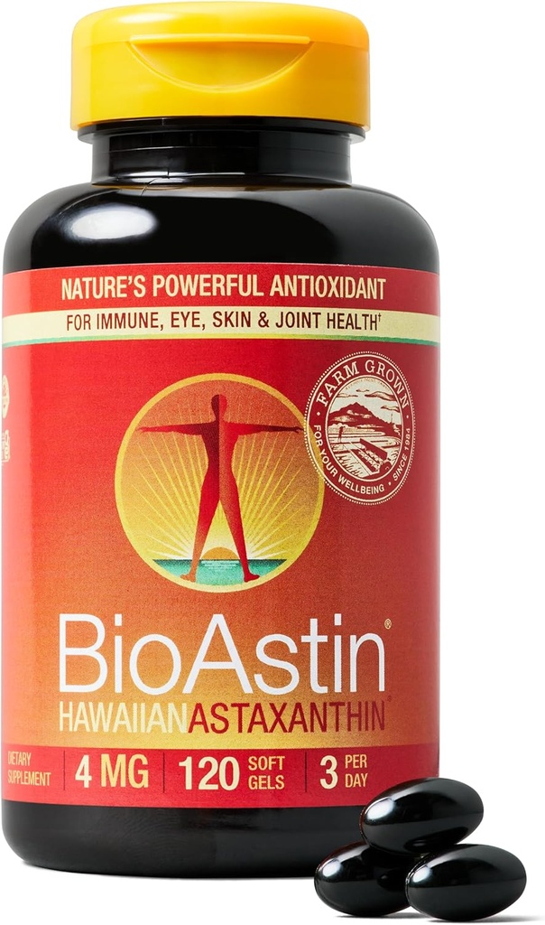 Nutrex Hawaii BioAstin ハワイアスタキサンチン - 4mg、120 Softgels - 農場直接プレミアム抗酸化サプリメント 目、皮膚、関節、免疫システムの健康をサポート - 非GMO&グルテンフリー
