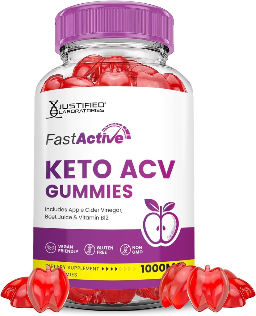 Fast Active Keto ACV Gummies Advanced Formula 1000MG Fastactive Keto Gummies Apple Cider Vinegar Formulated with Pomegranate Beet Juice Powder B12 Vegan Non GMO 60 Gummys