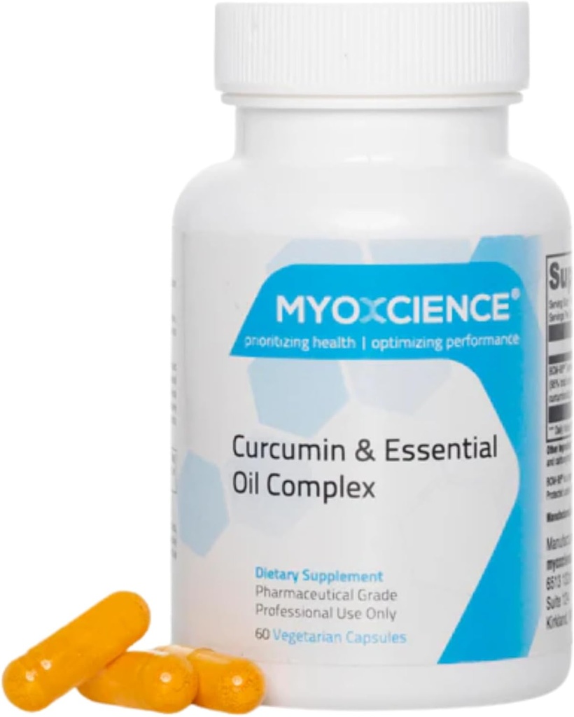 MYOXCIENCE クルクミン&エッセンシャルオイルコンプレックス | BCM-95 | 500 mg クルクモーン、クルクミン、揮発性油コンプレックス(60 ベジタリアンカプセル)