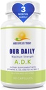 Our Daily Vites ADK Vitamin Supplement - Vitamin A, D3 & K (as MK7) - Bone & Immune System Support - High Potency Vitamins with Non GMO Ingredients - Gluten Free, Soy Free Vegetable Capsules