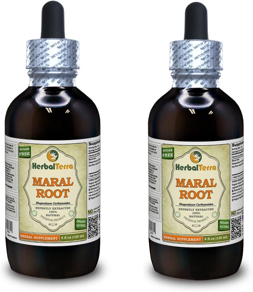 マルルルート(Rhaponticum Carthamoides)チンキ、有機乾燥Roots液体エキス(ブランド名:HerbalTerra、米国製)2x4 fl.oz(2x120 ml)