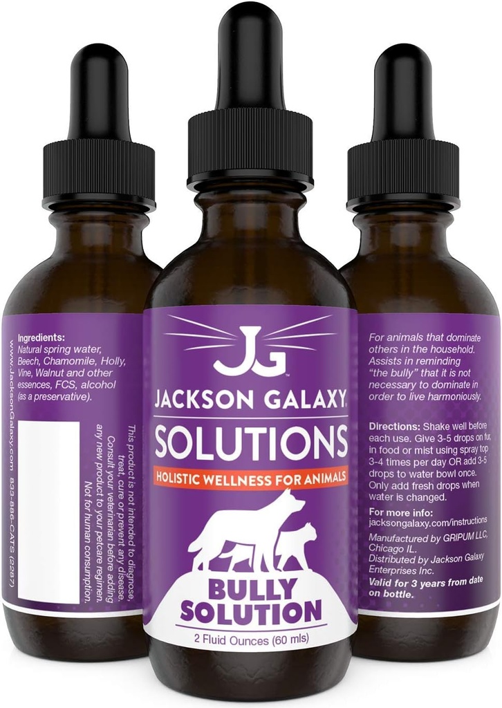 Jackson Galaxy: Bully Solution (2 oz.) - Pet Solution - Promotes Relaxation and Calmness - Can Support Bullying and Dominance - All-Natural Formula - Reiki Energy