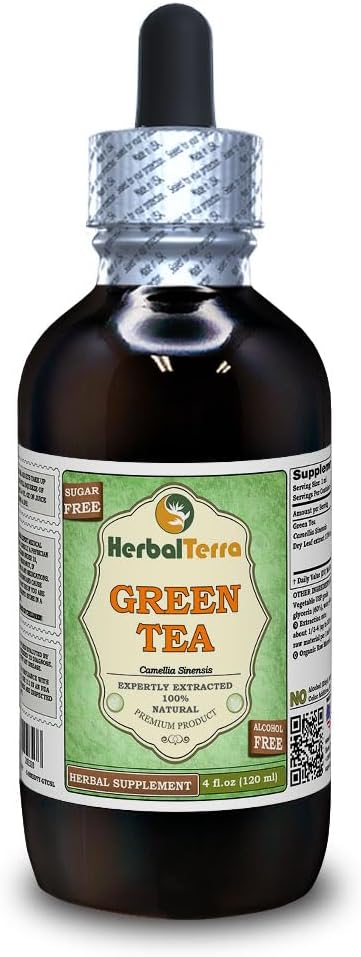 緑茶(Camellia Sinensis) グリセライト、有機乾燥葉 アルコールフリー液体抽出物(ブランド名:HerbalTerra、米国製) 4 fl.oz (120 ml)