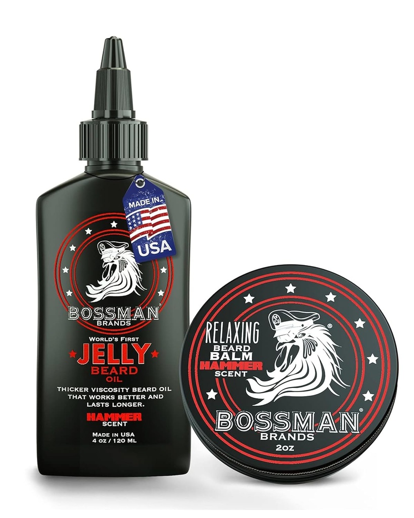 Bossman Beard Oil Jelly and Relaxing Beard Balm Combo - Hammer Scent