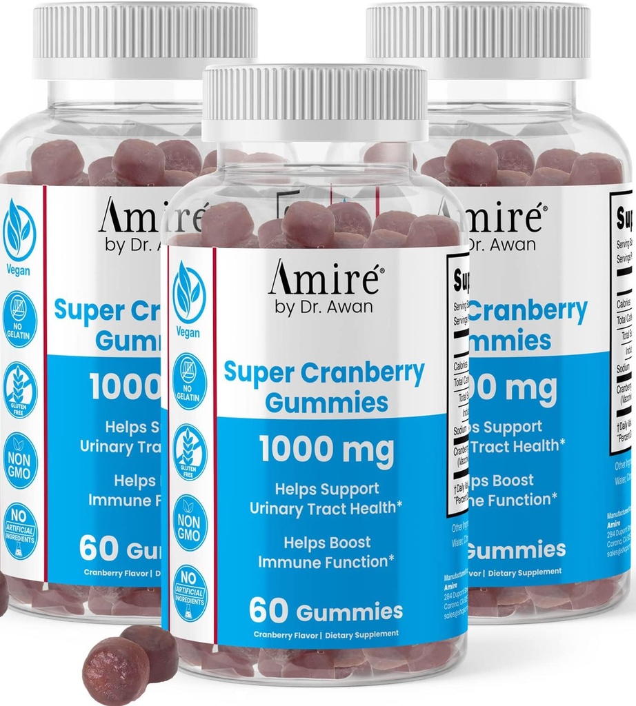 Awan Super Cranberry Gummies博士のアミレ, 助けサポート尿路の健康, 助けは免疫機能を強化します, 男性と女性のためのゼラチンフリークランベリー咀嚼, 180カラット, 90日の供給