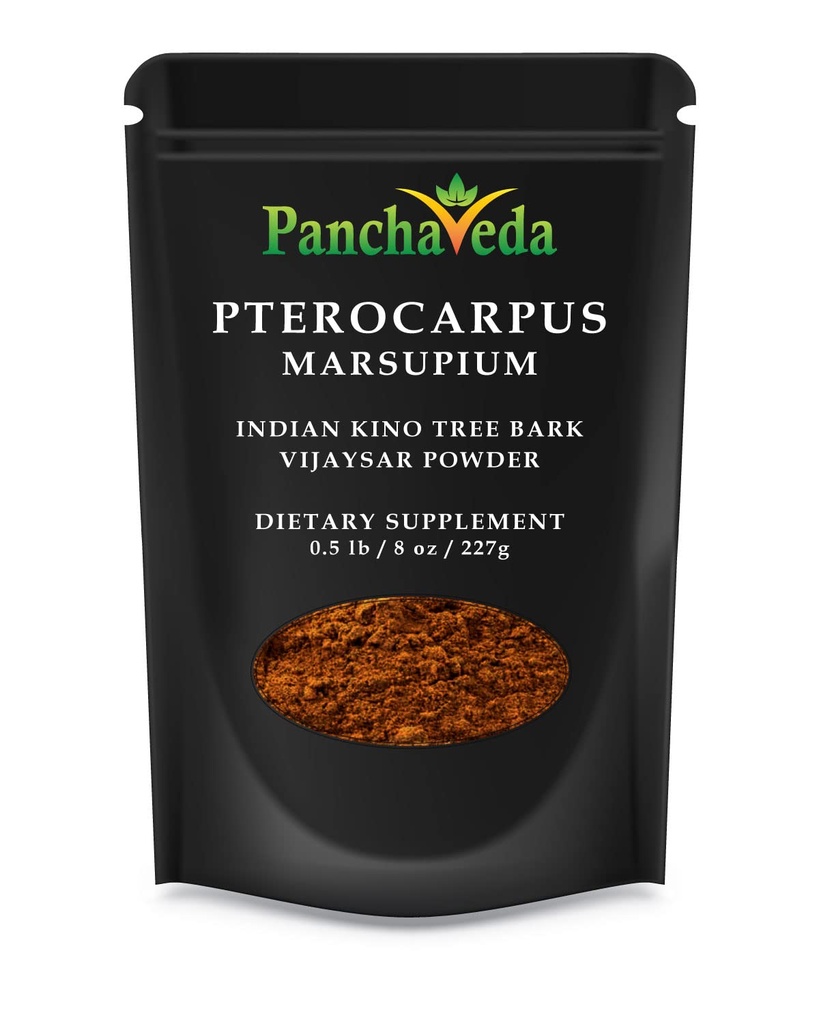 Ayurveda Pterocarpus Marsupiumパウダー(227g/8oz) Vijaysarパウダー、Bijasar Churna、インドのキノツリーワイルドクラフト、グルテンフリー、Lactose無料、GMOフリー、純粋なハーブ栄養補助食品。