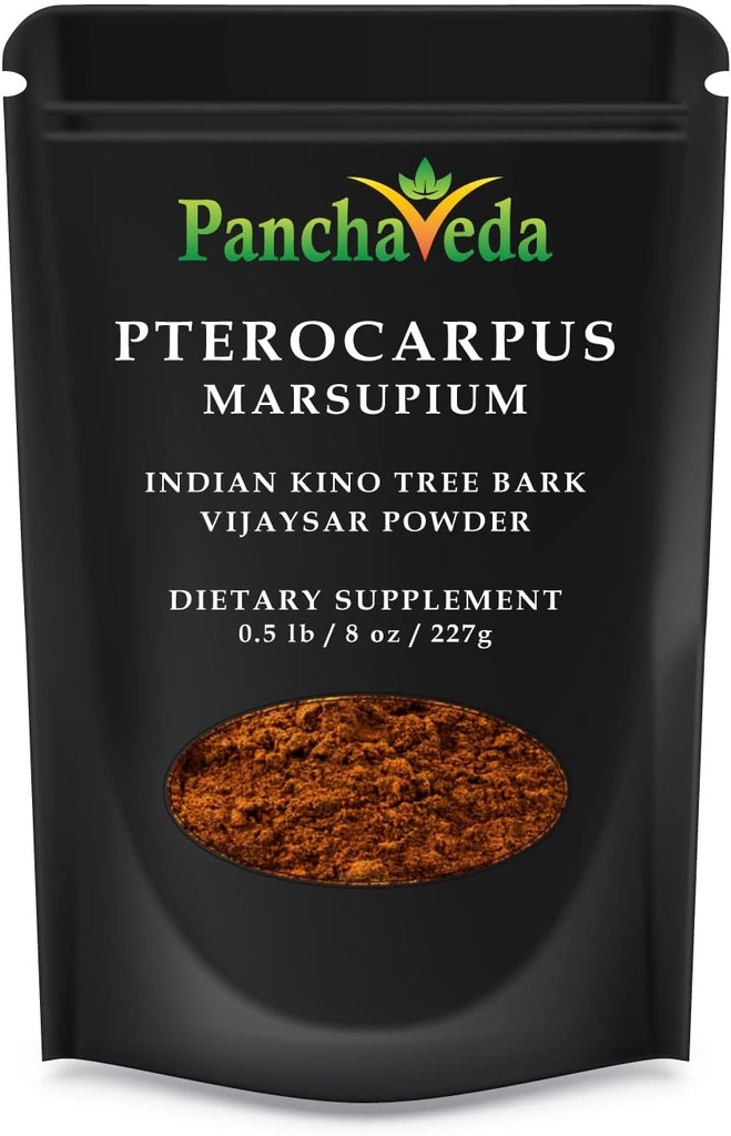 Ayurveda Pterocarpus Marsupiumパウダー(227g/8oz) Vijaysarパウダー、Bijasar Churna、インドのキノツリーワイルドクラフト、グルテンフリー、Lactose無料、GMOフリー、純粋なハーブ栄養補助食品。