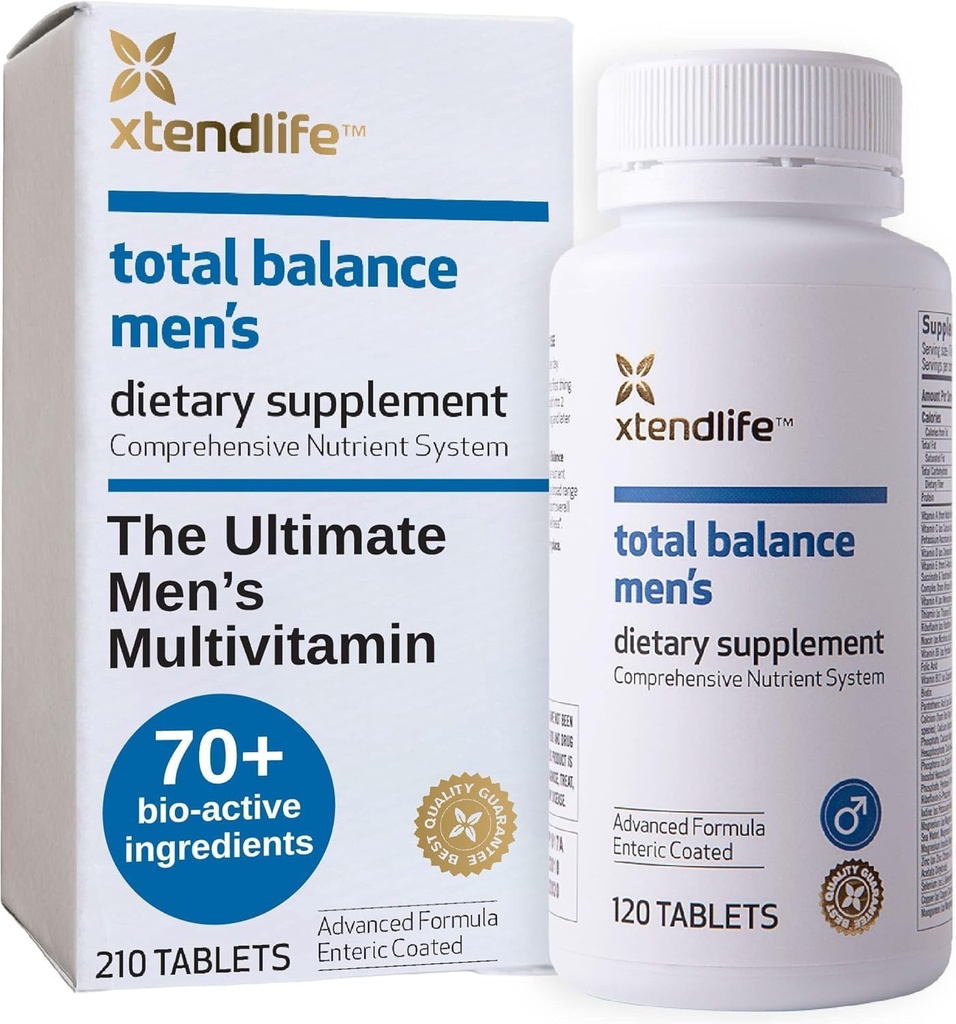 Xtendlife Total Balance Men’s Multivitamin for Immune, Heart, Digestive & Cellular Health - Daily Support - 70+ Nutrients & Minerals - 30 Day Supply