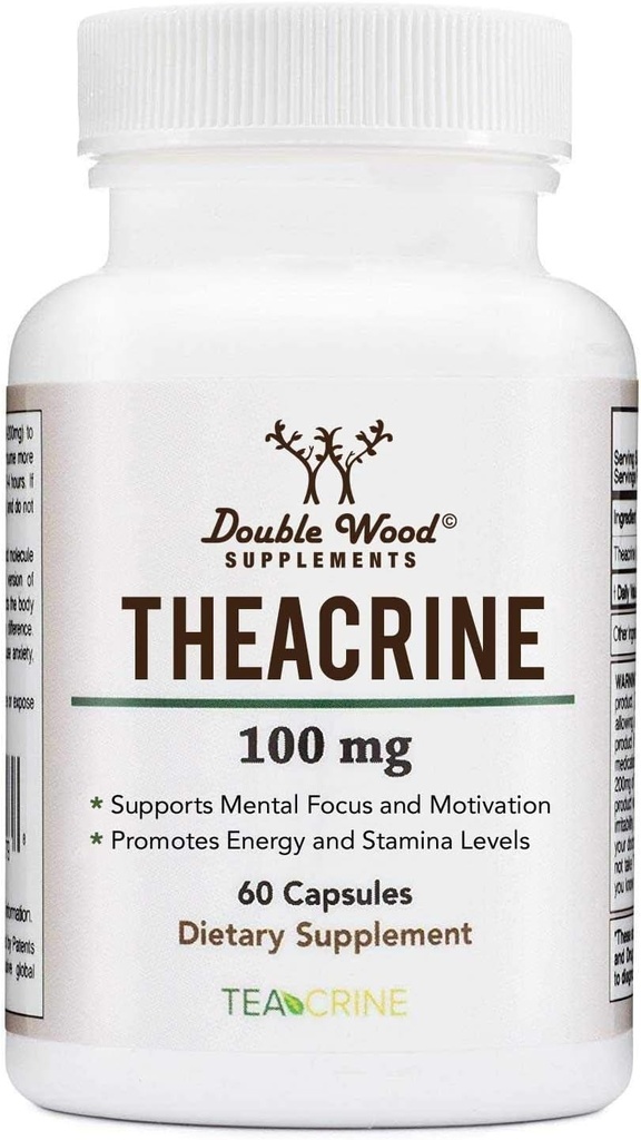 Theacrine(Teacrine) 100 Mg、60カプセル - エネルギーとフォーカスサプリメント(カフェインピルに類似するが、より微妙で長持ちする)非GMOとグルテンフリーのダブルウッド